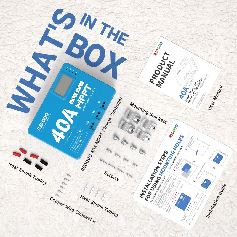 Redodo 40 Amp MPPT 12V/24V DC Input Solar Charge Controller