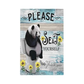 Wpshijia Light Switch Cover Plate Funny Panda on Toilet Wall Plate Cover 1 Gang Rustic Wood Plank Blank No Device Decorative Outlet Covers Electrical Switchplate for Bathroom Home Decor