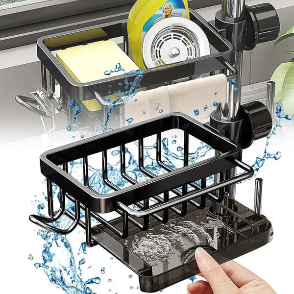Flechazo Kitchen Sink Faucet Organizer with Drain Tray & Towel
