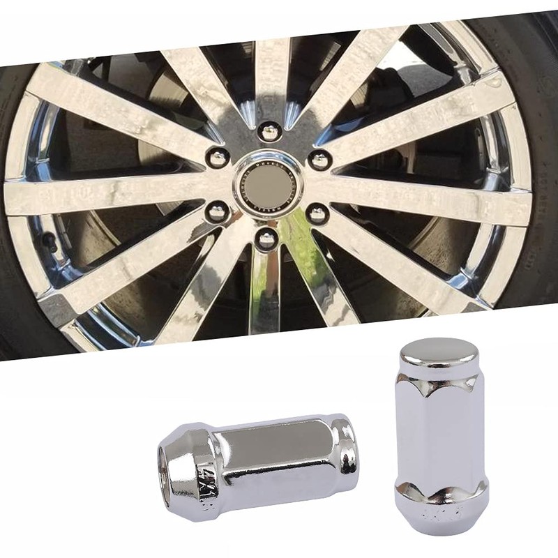 DCVAMOUS 24 PC 14x1.5 Lug Nuts Chrome 19mm Hex Compatible