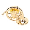 Gold Miniature French Horn Shaped Lapel Brooch Pin Brass Mini