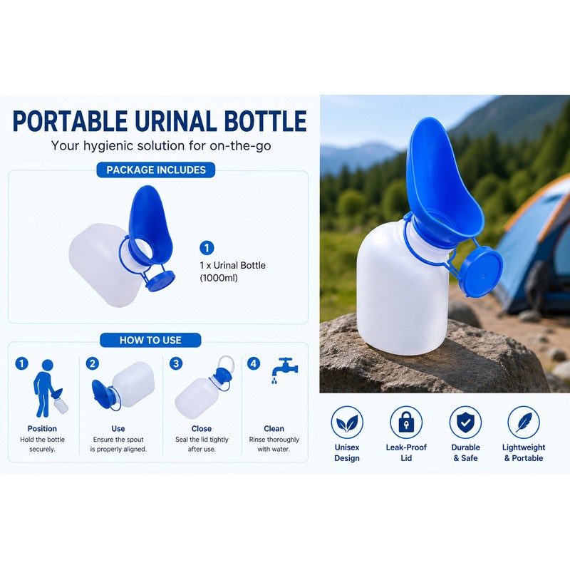 Portable Urinal Bottle for Travel and Outdoor Use – 1000ML