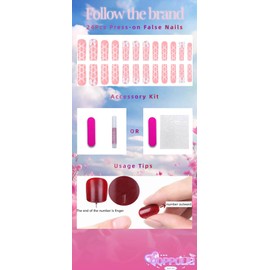 QQPPOLIU Long Press on Nails Square Fake Nails Pink False Nails with Design Cute Glue on Nails for Women