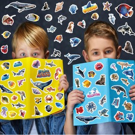 309 Pcs Ocean Animals Stickers, Under The Sea Animal Fish Shark Beach Stickers for Craft Supplies Classroom Rewards Ocean Sea Party Decorations