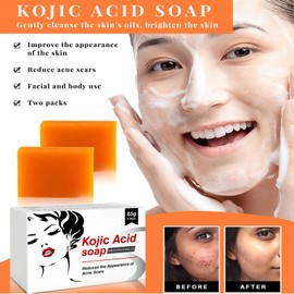 Vawolecy Kojic Acid Soap, 2 Piece Face and Body Bath Soap, Skin Whitening Soap, Face and Body Bath Soap, Reduce the Appearance of Acne