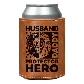 Valentines Day Gifts for Husband from Wife, Best Husband Birthday Gifts, Leather Can Cooler Sleeves for Men, Gifts for Father from Duaghter Son, Retirement Anniversary Sentimental Gift for Him