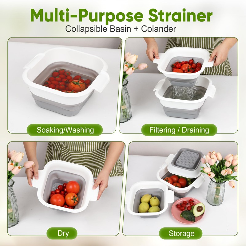 ROTTOGOON Collapsible Colander Set with Strainer Bowl, 2 in 1