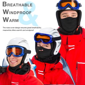 Botack Ski Mask for Men Women, Nose Opening Breathable Warm Balaclava Face Mask Windproof for Skiing Snowboarding Cycling Black