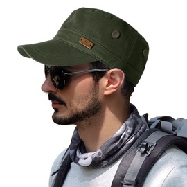 Quick Dry Military Hats for Men - Army Cadet Patrol Cap Short Brim Flat Top Hat Summer Breathable Adjustable