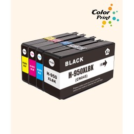 4-Pack ColorPrint Compatible 950XL 951XL Ink Cartridge Replacement for Hp 950 and 951 Used for Officejet Pro 8600 8610 8620 8630 8640 8660 8100 8615 8625 251dw 271dw 276dw Inkjet Printer (BK, C, M, Y)