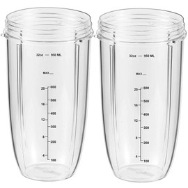 32oz Blender Cups for NutriBullet 600w and PRO 900w Series Extractor, Blender & Mixer, Replacement Parts Accessory Large Tall Cups (2 Packs)