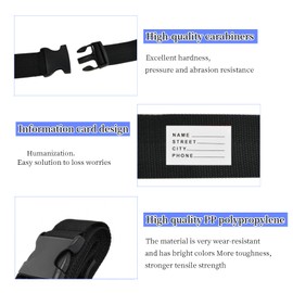 Koffergurte für Koffer 4 Stück, Premium Schwarz Kofferband Verstellbare Koffergurt mit Schnalle Strapazierfähig Sicher Reisen Gepäckband rutschfeste Kofferbänder, für Gepäck Koffer, 200x5cm