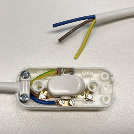 Cord Switch White for 2G/3G Cable and Connection Cable Intermediate Switch with Rocker On/Off 1/250V