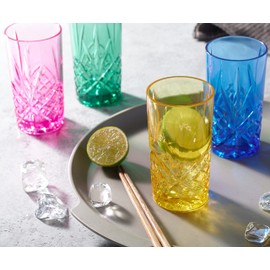 Godinger Acrylic Highball Glasses, Tall Beverage Highballs Drinking Glasses Cups, Shatterproof and Reusable Tumbler Cups - Dublin Collection, Set of 4