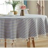 meioro Round Tablecloths Striped Fringe Tablecloth Cotton Linen Table Cover