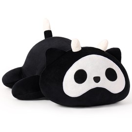 SNOWOLF Cute Cat Plush Hug Pillow Stuffed Animals Toy, Kawaii Plush Toy Super Soft Cartoon Throw Pillow for Girls Boys Brithday Gift (30 cm, Black)