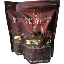 Utah Truffles Dark Chocolate Truffles with Sea Salt – Individually Wrapped Melt-Away Center – Decadent Gourmet Chocolate Candy – 16 oz Resealable Bag (2 Pack Total 32 oz)