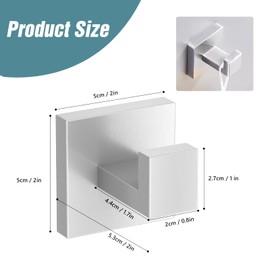 2 Pcs Square Bathroom Towel Hooks, Bathroom Hooks Door Screw in Chrome Towel Hook Stainless Steel Coat Wall Mounted Robe Hook for Bedroom Kitchen
