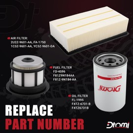 7.3L Diesel Fuel Filter Air, Oil Filter Kit Compatible with Ford Vehicle Super Duty F250, F350, F450, F550 1999-2003 7.3L Powerstroke Replace# FD4596, FL1995, FA1750