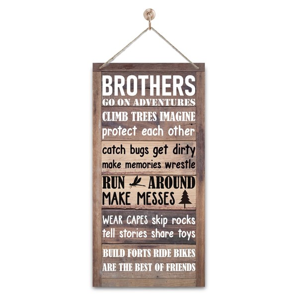 Brothers Rustic Door Sign with Hanging Rope - Boys Room