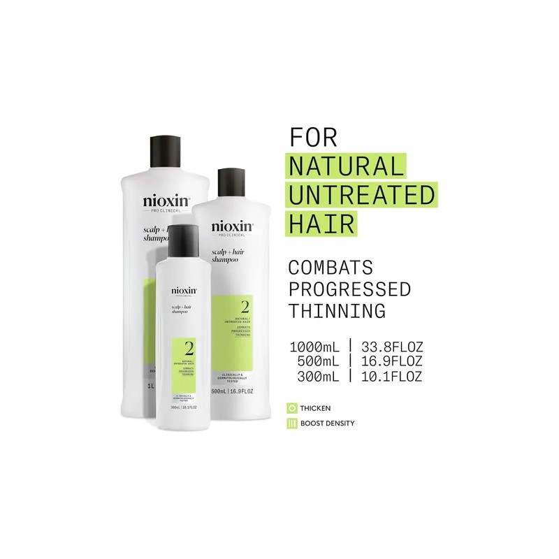 Nioxin 2 Shampoo Tratamiento Anticaída Gran Tamaño 1 L
