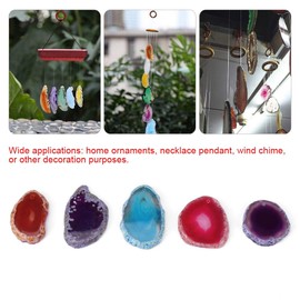 Agate Slices, 5 Pieces 30-40mm Natural Irregular Agate Slices with Drilled Hole for DIY Jewelry Making Wind Chime Pendant