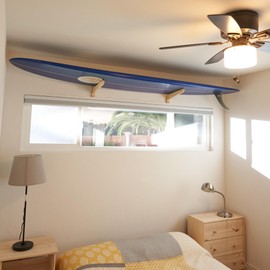 Surfboard Wall Mount - Surf Board Wall Hangers, Bamboo Surfboard Rack, The Perfect Surfboard Wall Hanger to Display Your Board, Horizontal Surfboard Mount Holder. Works for Snowboards and Wakeboards