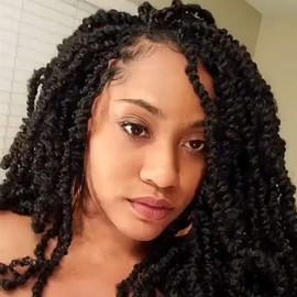 Bomb Twist Crochet Hair 5 Packs Spring Twist Hair 14 Inch Pretwisted Braids Mini Passion Twist Crochet Hair Senegalese Synthetic Kinky Braiding Hair Extension for Women(24Strands/Pack, 1B#)