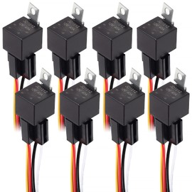 JUZITAO 8 Pack JD1912 Car Relay Harness Set 12V 40A SPST 12AWG Harness Sockets 4 Pin Heavy Duty Relay Switch Waterproof for Automotive Truck Motorcycle