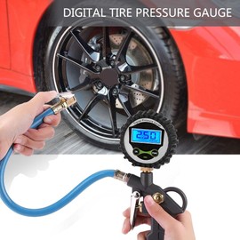 Medidor de Presión Llantas, Fydun 0-220 PSI Neumáticos, Manómetro Digital de Presión Aire Alta Preciso Pantalla con Manguera y Acoplador para Camiones Motocicletas Automóviles