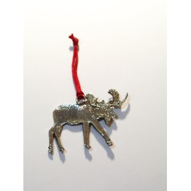 Moose, fine Pewter Christmas Ornament, Made in USA. Tree Decoration, Hanging Ornament, Handcrafted Pewter, Home Holiday Decoration. Wildlife.Gift.