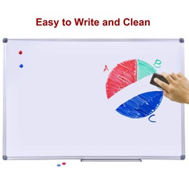 DexBoard 48" x 36" Magnetic Whiteboard for Wall Mount | Large Dry Erase Board with Aluminum Frame & Pen Tray | Office, Classroom, Home Use | Durable White Board for Presentations, Messages, Planning