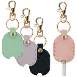 GTILE 4 PCS PU Leather Car Key Cover, Broken Car Key Loop Replacement, Key Protector, Key Fod Protector Keychain for Women, Multicolor