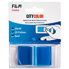 Film Index CityColor Removable Sticky Notes 25x45mm 25 Sheets 6 Bright Colours (Blue)