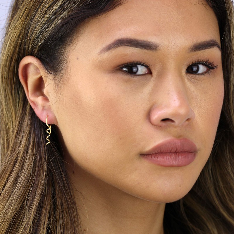 Gold Plated Sterling Silver Corkscrew Twist Dangle Earrings
