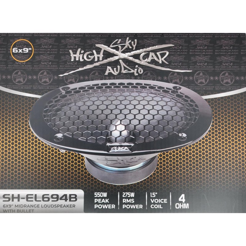 Sky High Car Audio SH-EL694B 6x9” Midrange Loudspeaker with Bullet