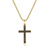 GAVU Religious CZ Paved Stainless Steel Gold Cross Necklace for