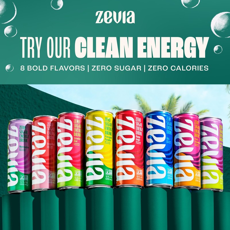 Zevia Zero Sugar Soda, Caffeine Free Cola, 12 oz Cans