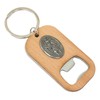 St Christopher Keyring Bottle Opener Wooden Stainless Steel Key Chain