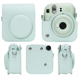 Starter Kit For Fuji Instax Mini 12 Mint Green Includes Mini Instant Film 20 Photos, Solid Colour Protective PU Leather Case for Instax Mini 12 & 64 Pockets 3 Inch Mini Photo Book Album