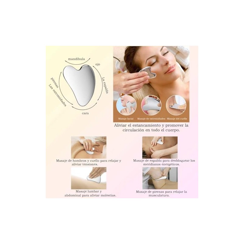 Guibell Gua Sha, Herramientas de raspado de acero inoxidable para