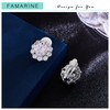 FAMARINE Silver Clip on Earrings CZ Cute Round Clip Earrings