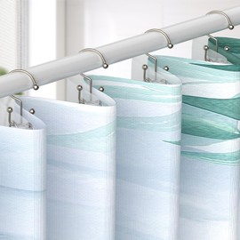 Goowin Shower Curtain Hooks, 12 Pcs Shower Curtain Rings, Durable Shower Curtain Rings Rust Proof, Double Glide Shower Rings for Curtain, Simple Shower Hooks for Shower Curtain & Liner, Matte Nickel