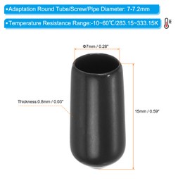 PATIKIL 7 mm Rubber End Caps, Pack of 100 Vinyl Flexible Rubber Plugs, Rubber Plugs for Screws, Round Sealing Cap for Metal Pipes, Rods, Bolts