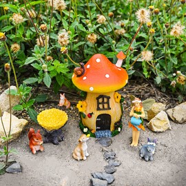 Sparkle Race Fairy Garden Accessories Kit with Miniature Figurines, Fairy Village Kit for Kids, Gnomes Garden Decorations, Outdoor & Indoor Ornaments