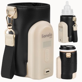LIONELO Thermup Go Evo Portable Baby Bottle Warmer, Keeps Liquids Warm, 5 Operating Temperatures from 38 to 50°C, USB-C Charging, Up to 9 Hours Operation, LCD Display