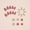 Flower False Nails Short Almond, SXVME Pink Press on Nails