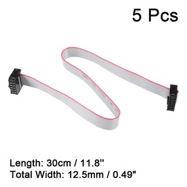 TA-VIGOR 10 Pins IDC Flat Ribbon Cable, 30cm 2.54mm Pitch, Female Connector, 300V High Voltage 5pcs