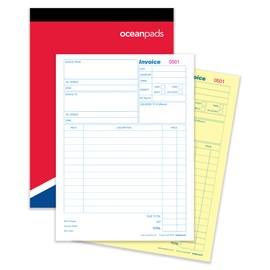 Ocean Pads A4 Invoice Book, 210mm x 297mm, 2-Part Duplicate NCR Carbonless, 50 Sets (69707)