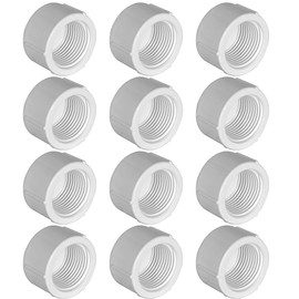 YSIL 1/2 Inch PVC Cap Female End Cap Plug, Female Threaded Plug, PVC Threaded Water End Cap Connector PVC Pipe Fittings for Plumbing Water Line (12 Pack) White